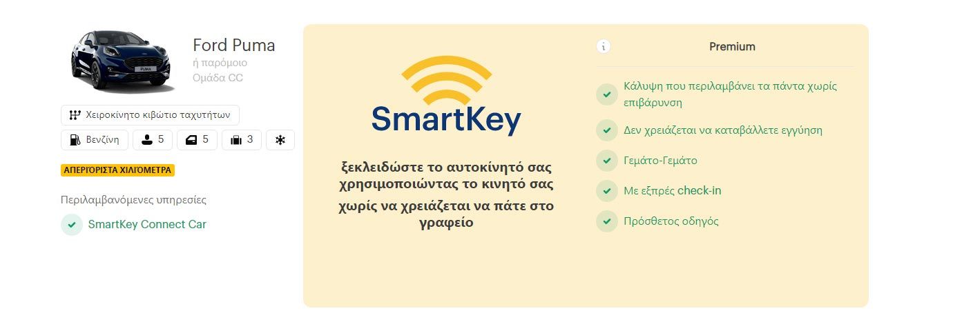θα κάνω την κράτηση για ενοικίαση με SmartKey