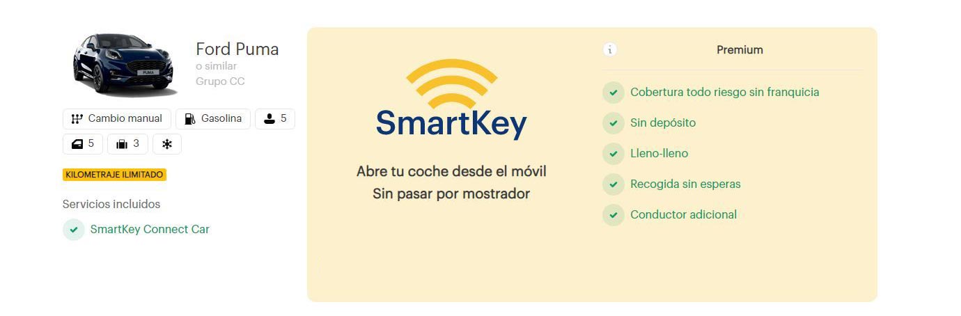 Alquiler de coche conectado con Premium SmartKey