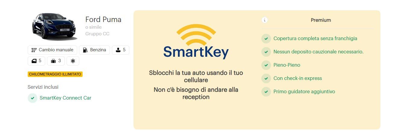  prenotare noleggio con SmartKey
